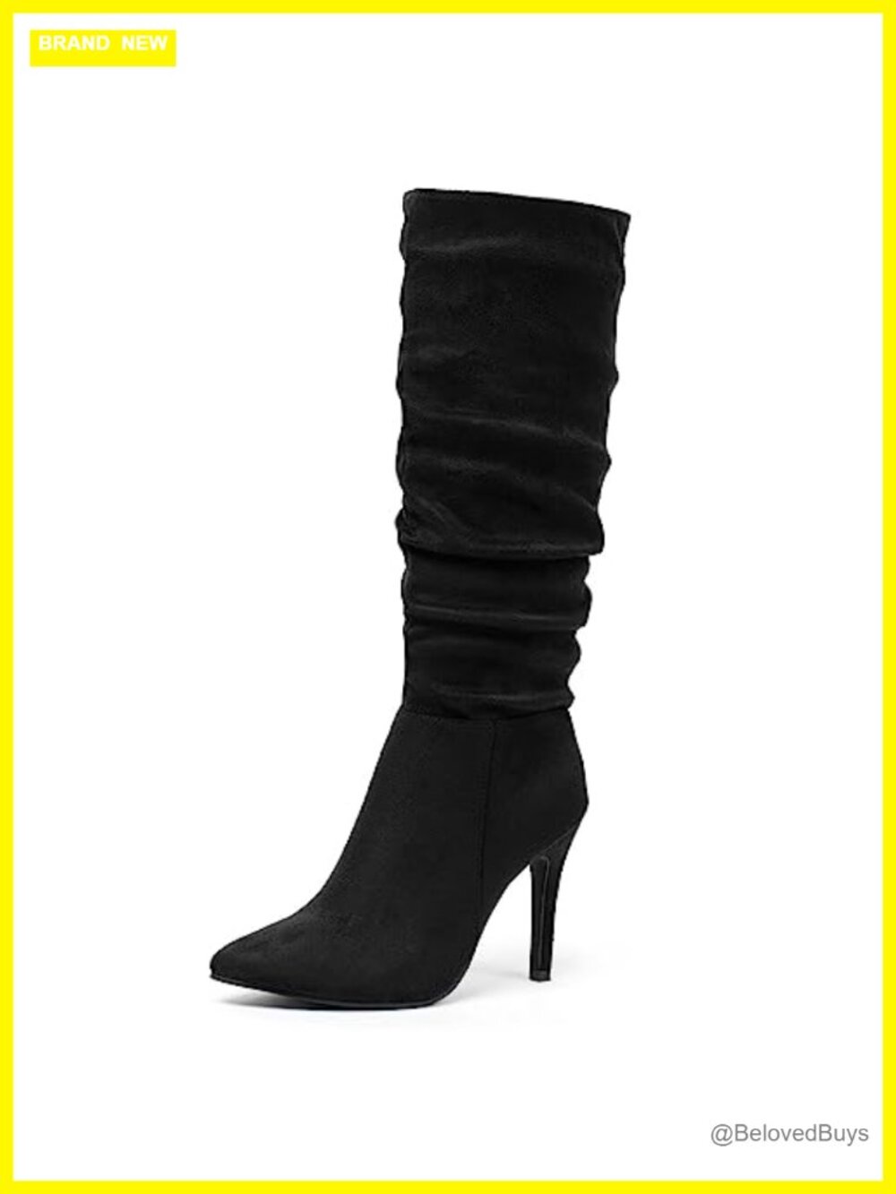 Faux Suede Stiletto Knee High Slouchy Dressy Boots